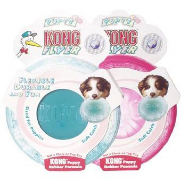 Kong Kauçuk Frizbi Yavru Köpek Oyuncağı (Pembe/Mavi)-altan-mama