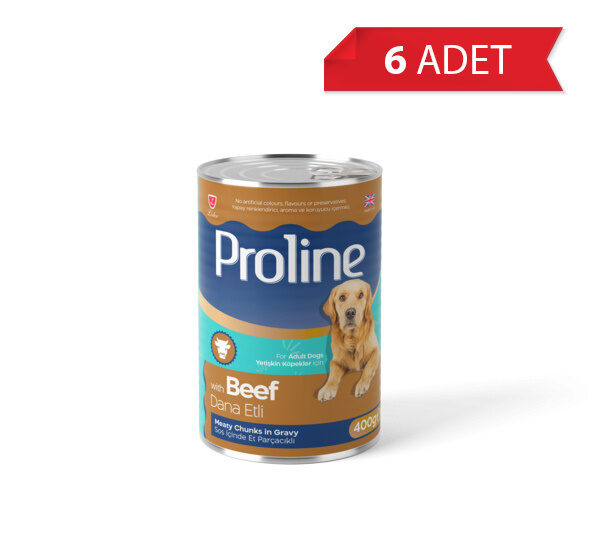 Proline Sos İçinde Parça Dana Etli Yetişkin Köpek Konservesi 400gr (6 Adet)-altan-mama